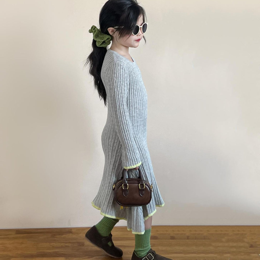 【90-140】アシンメトリーニットワンピース