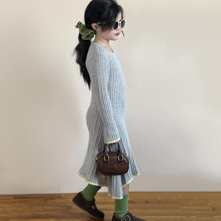 【90-140】アシンメトリーニットワンピース