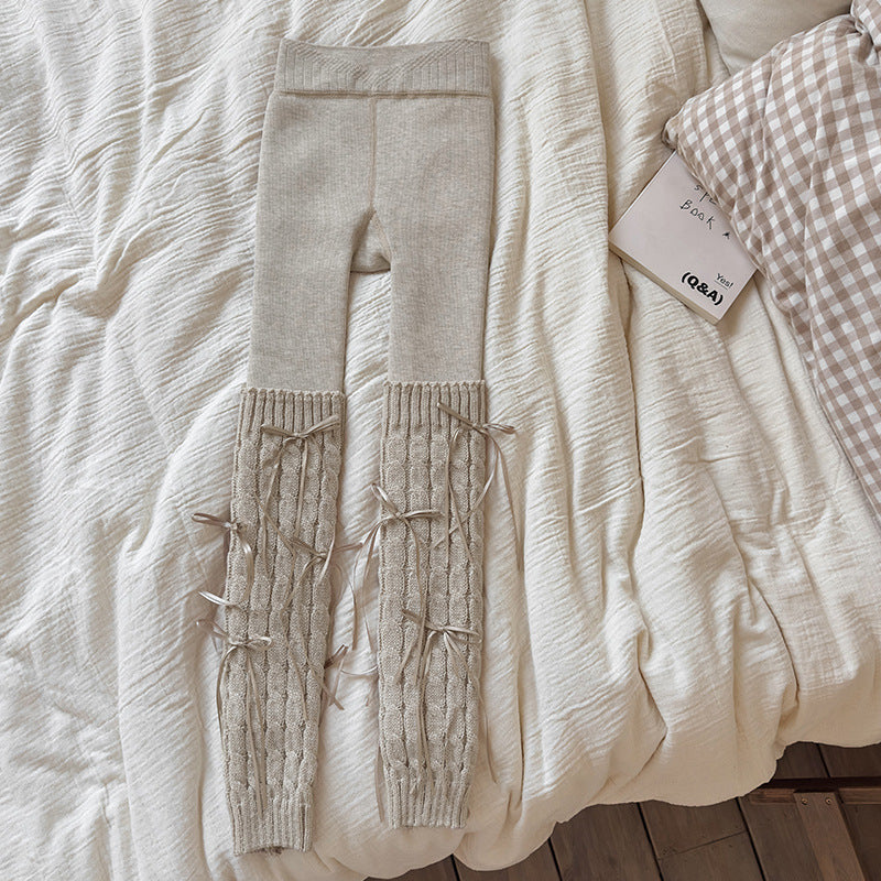 【90-150】リボンレッグウォーマーレギンス