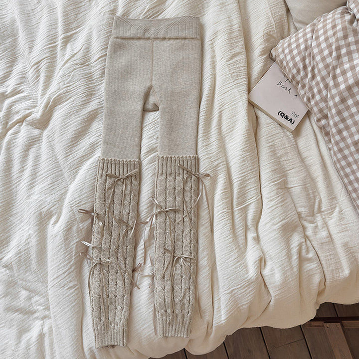 【90-150】リボンレッグウォーマーレギンス