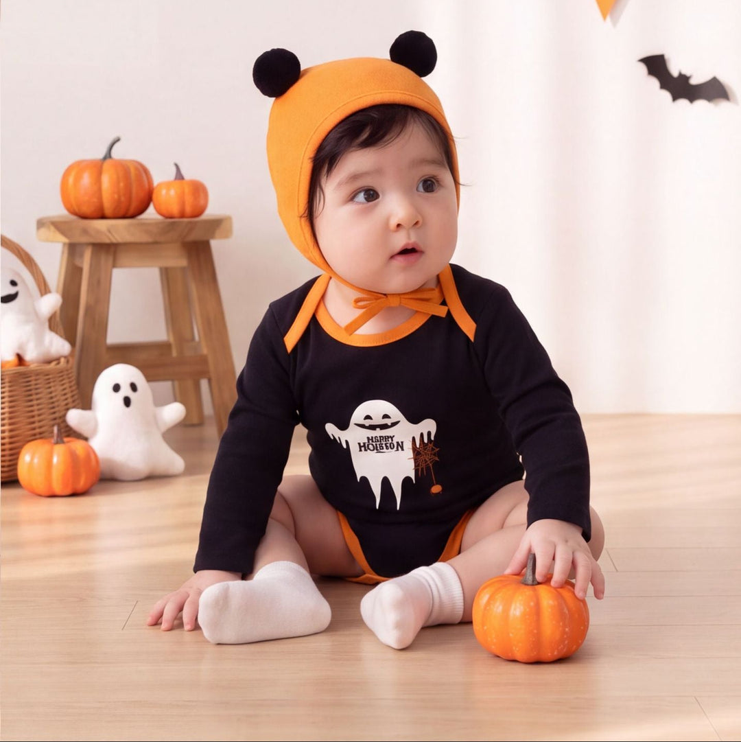 【73-90】ハロウィンデザイン長袖ロンパース