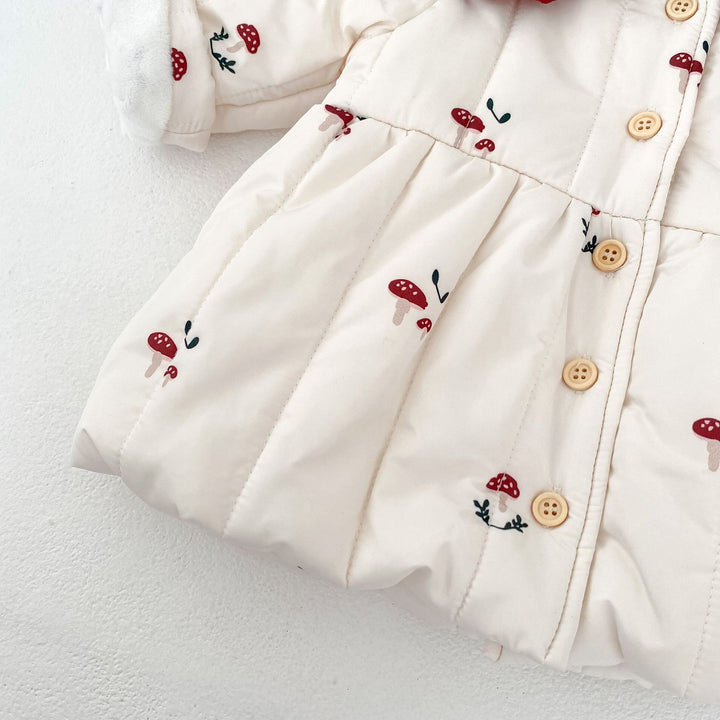 【73-100】きのこ柄裏フリースコート