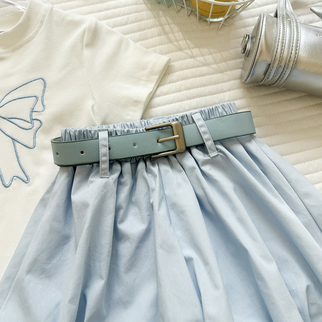 【90-140】フロントリボンTシャツ×ショートパンツセット