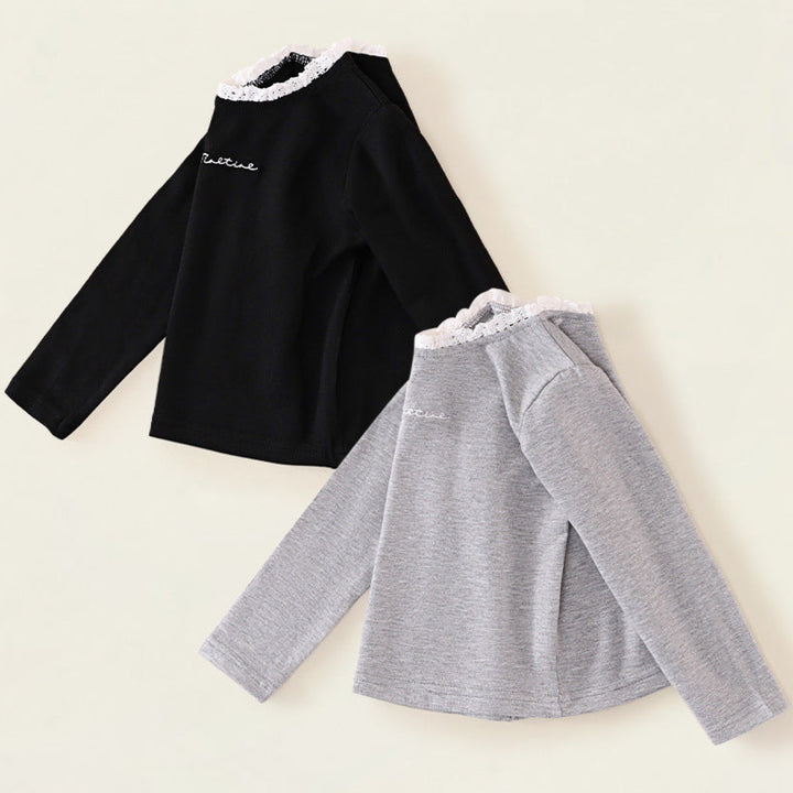 【90-140】首元レースロングTシャツ