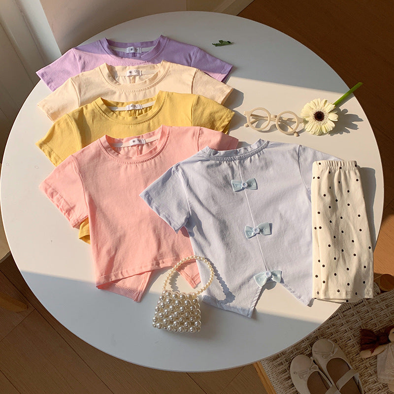 【90-140】バックカット＆リボンTシャツ