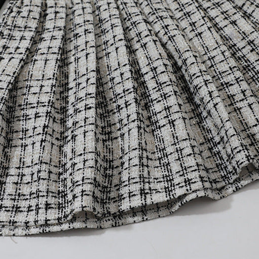 【90-140】ツイード風ジャケット×長袖ワンピースセット