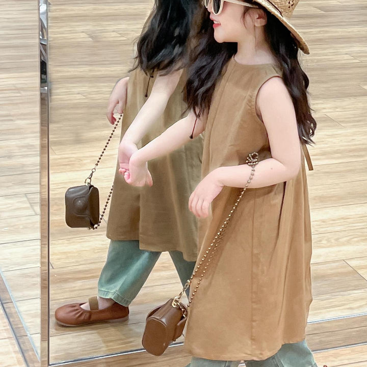 【90-140】バックデザインノースリーブワンピース