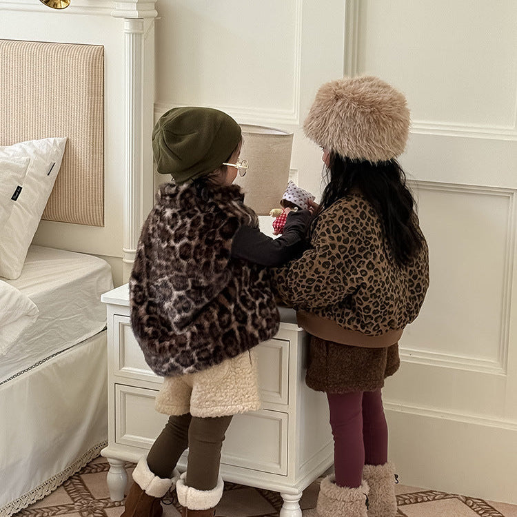 【90-150】フルジップレオパード柄ベスト