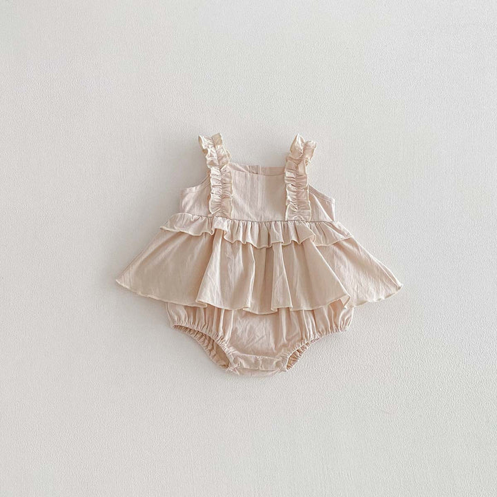 【73-90】フリルデザインキュートロンパース