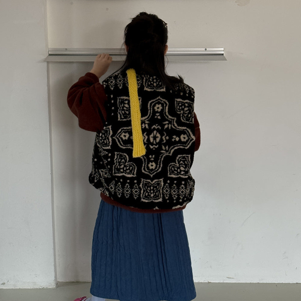 【90-150】パターンプリントあったかベスト