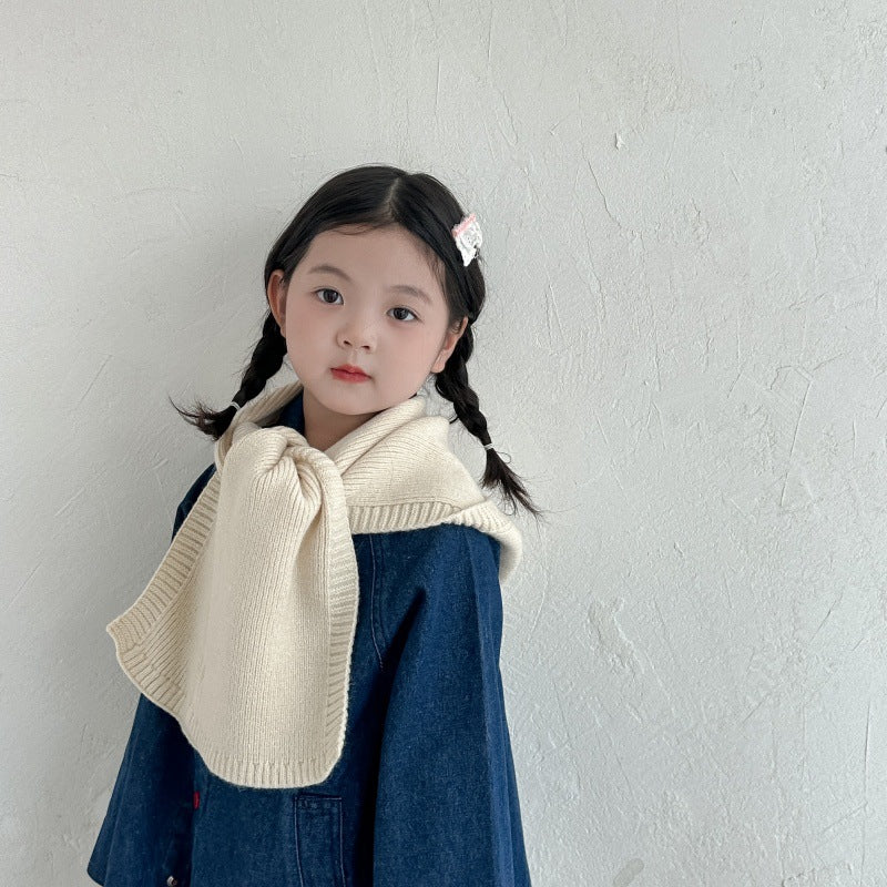 ポンポンフード付きマフラー