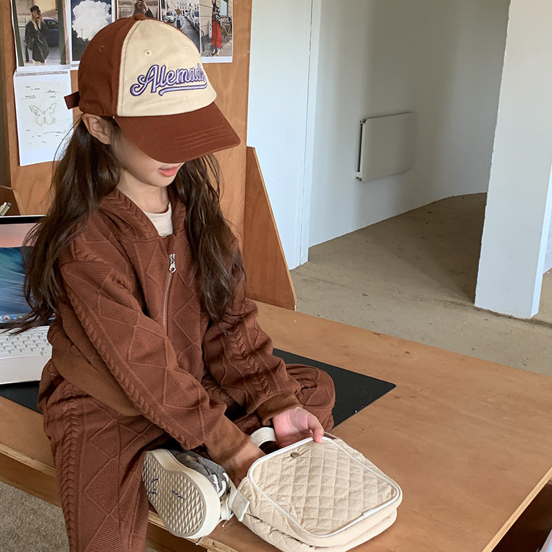 【90-150】フルジップフーディーニットパーカーセットアップ