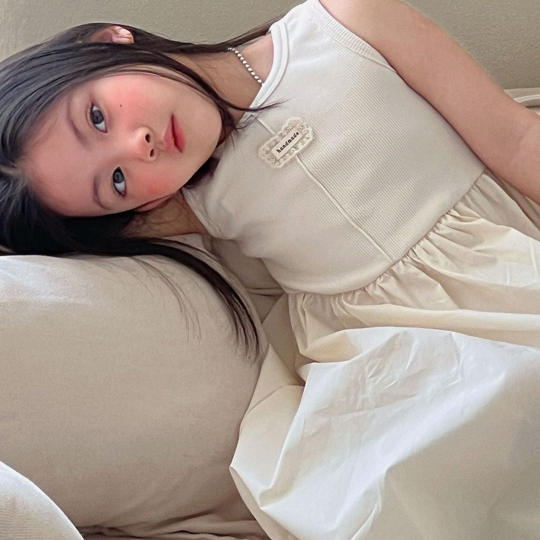 【90-150】ウエスト切替ノースリワンピース