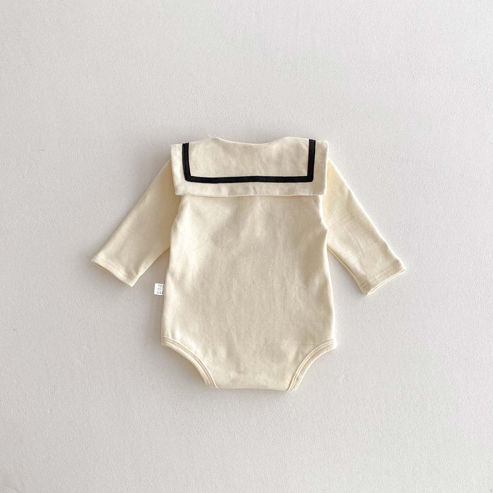 【73-90】ラウンドカラー長袖ロンパース