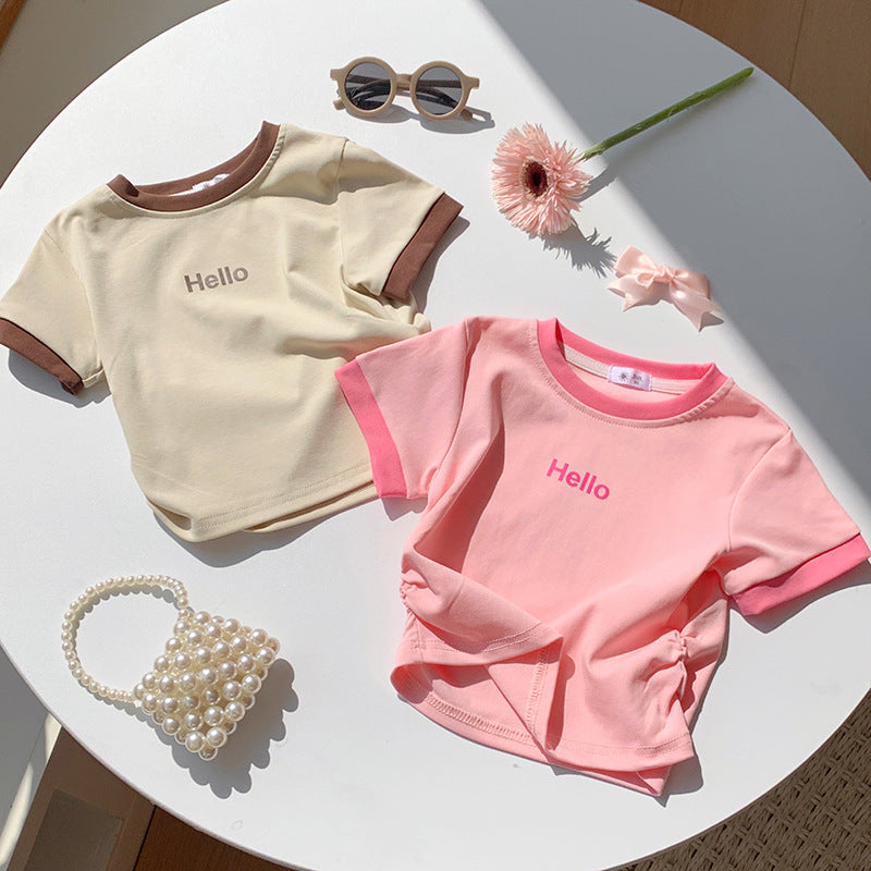 【90-150】ウエストギャザーHelloTシャツ