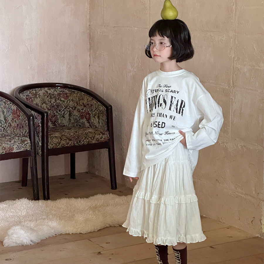 【90-150】フロントロゴ長袖Tシャツ