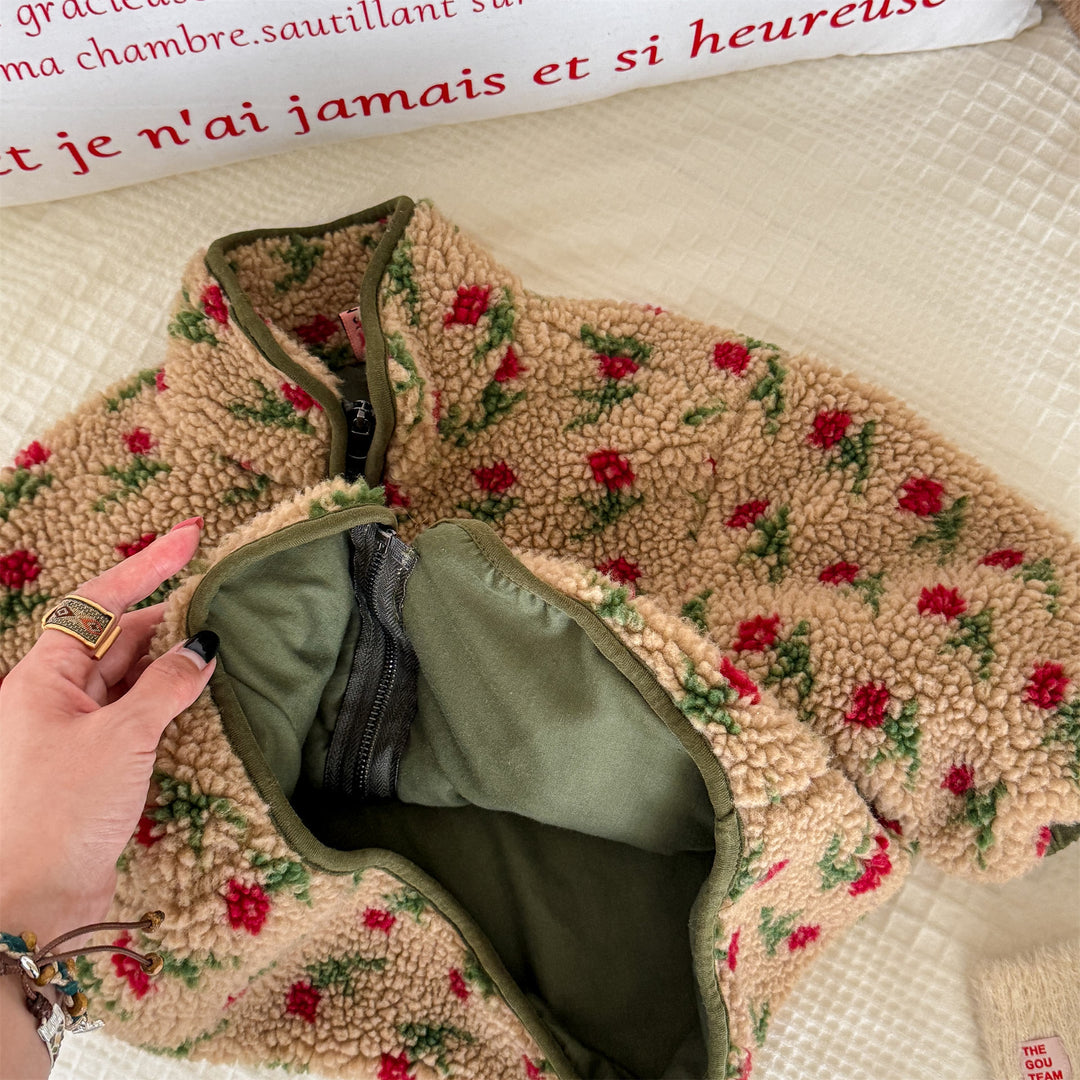 【80-130】花柄フリースジャケット