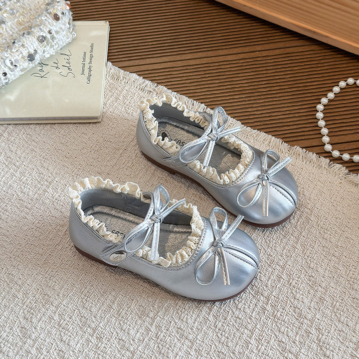 【14.5-21.5】リボン＆フリルデザインバレエシューズ