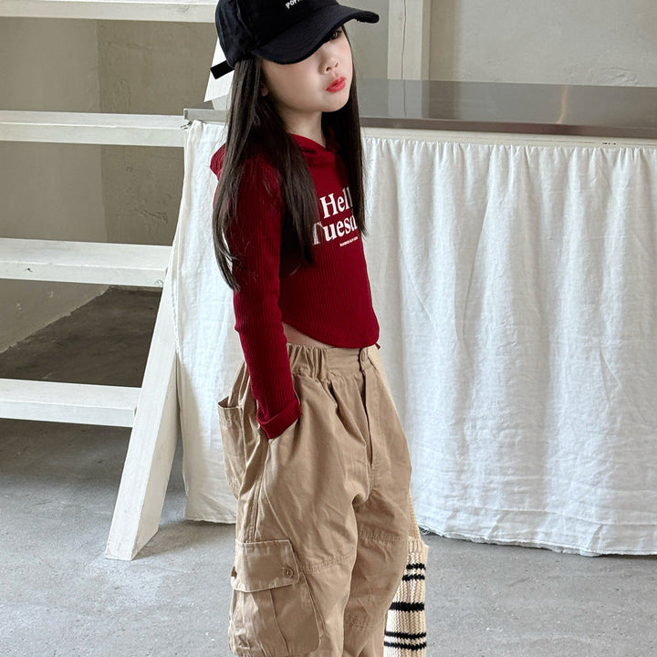 【90-150】フート付きショート丈トップス