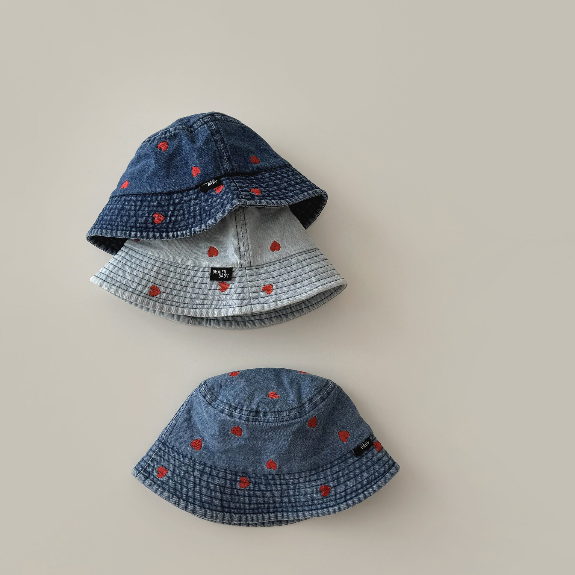 50-52cm】ハート刺繍デザインデニムハット｜ELMO-こども服エルモ