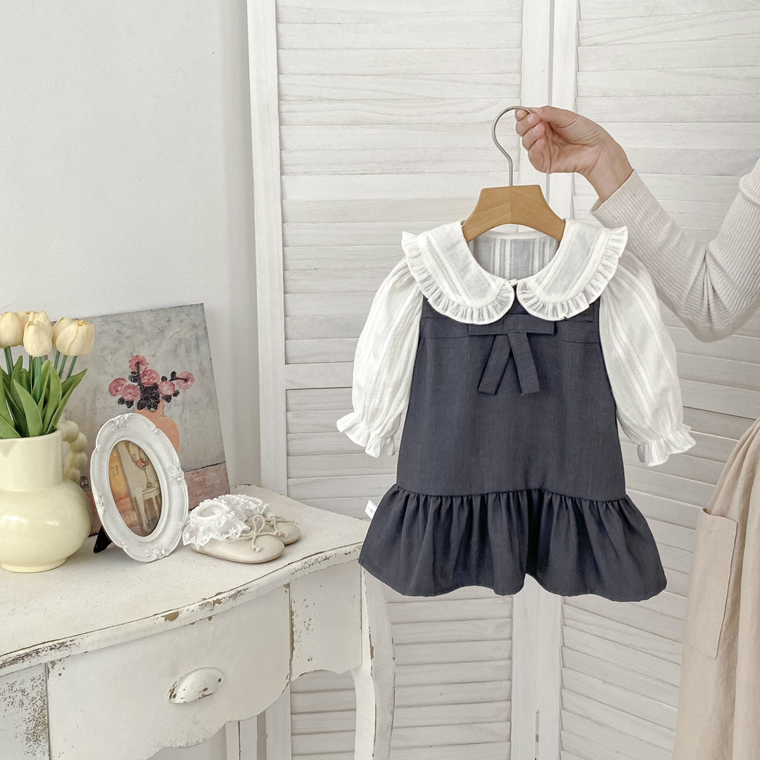 【73-120】フロントリボンデザイン切替ワンピース