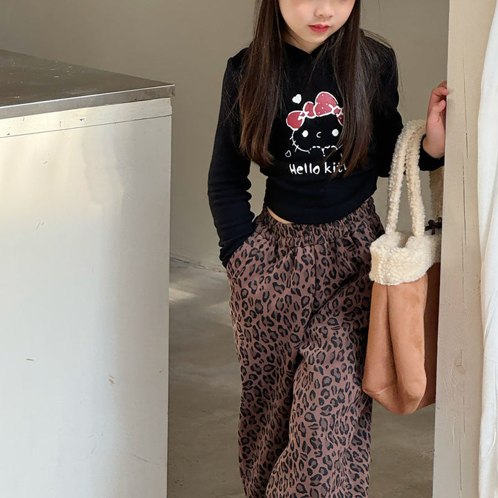 【90-150】レオパード柄リラックスパンツ