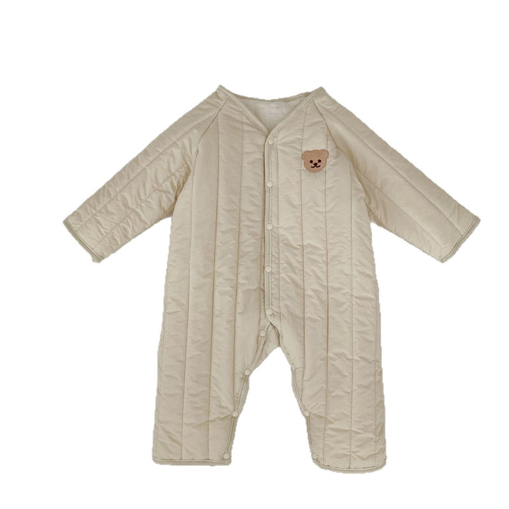 【73-90】ワンポイントベアあったかロンパース