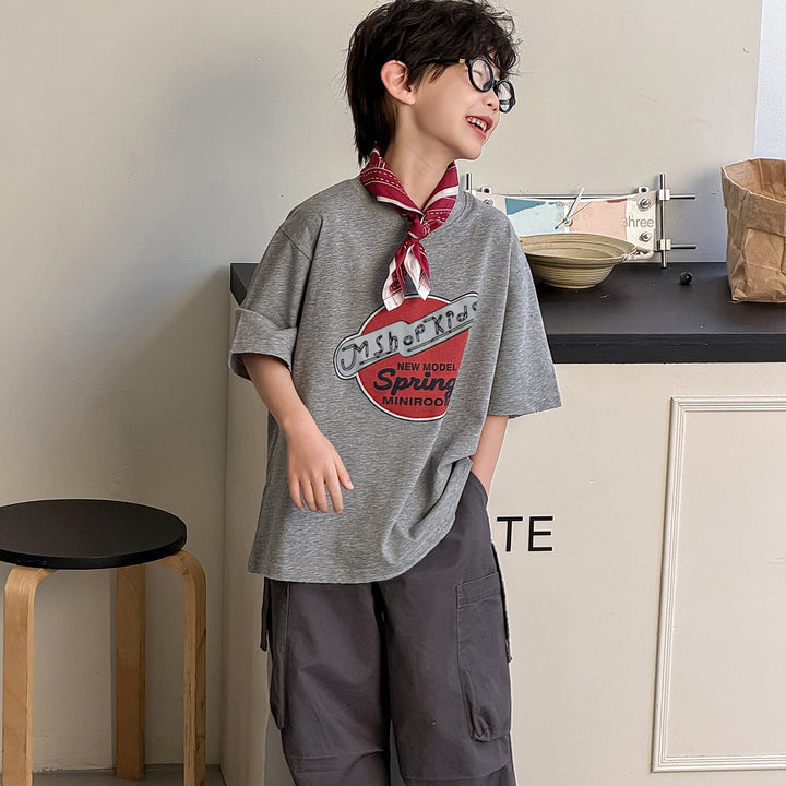 【90-150】ロゴデザインカジュアルTシャツ