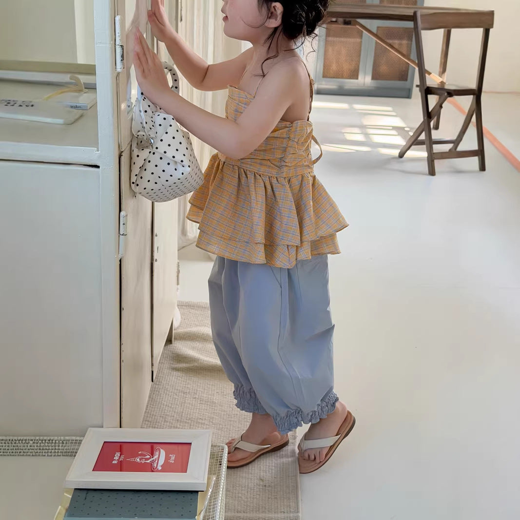 【90-140】裾ギャザーロングパンツ