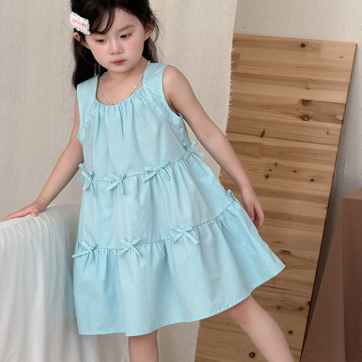 【90-140】リボンモチーフノースリワンピース