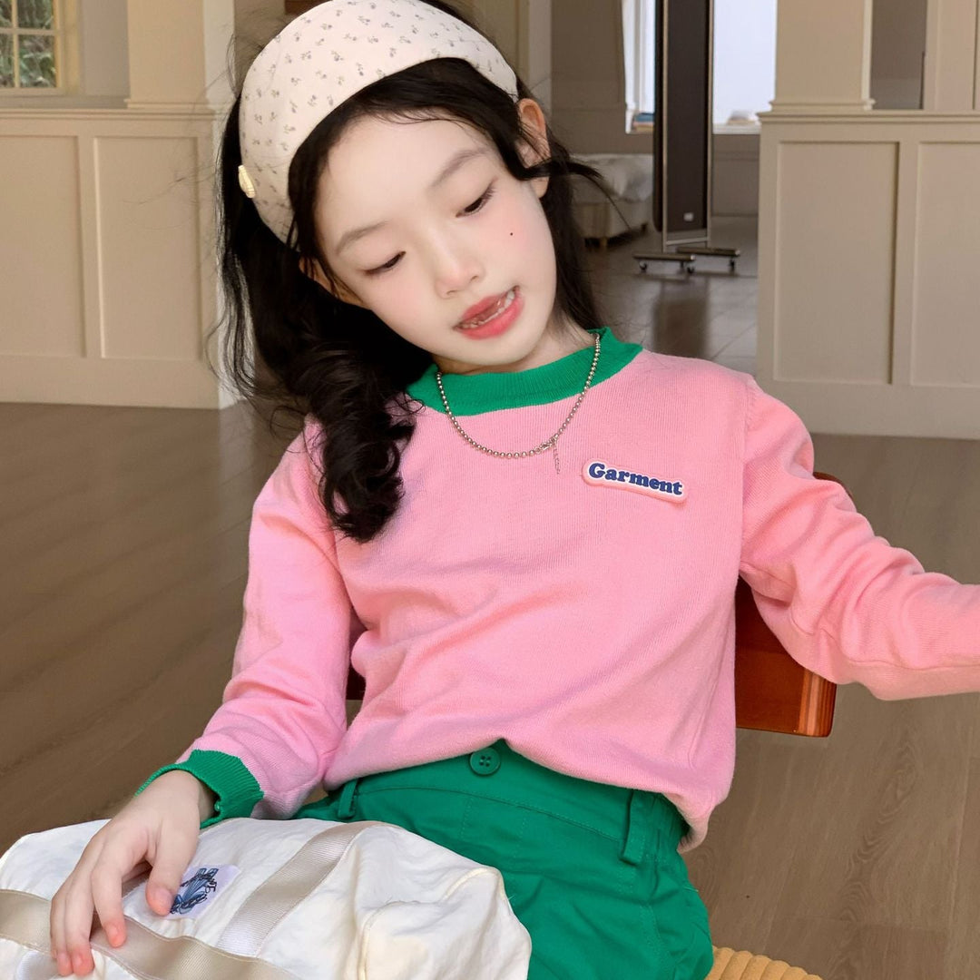 【90-140】バイカラー長袖プルオーバー