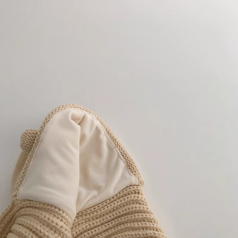 【49-53cm】耳つきマフラーニット帽