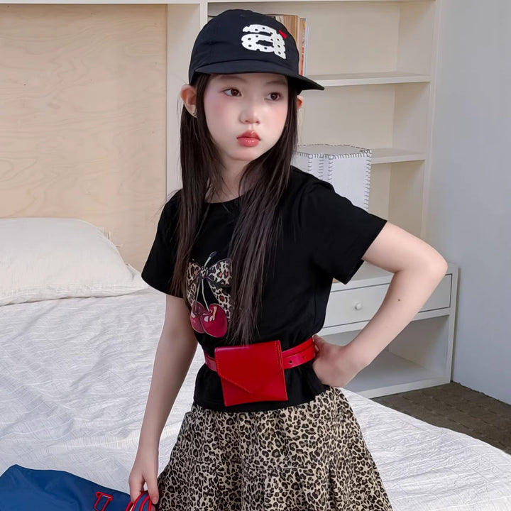 【100-150】リボン＆cherryデザインＴシャツ