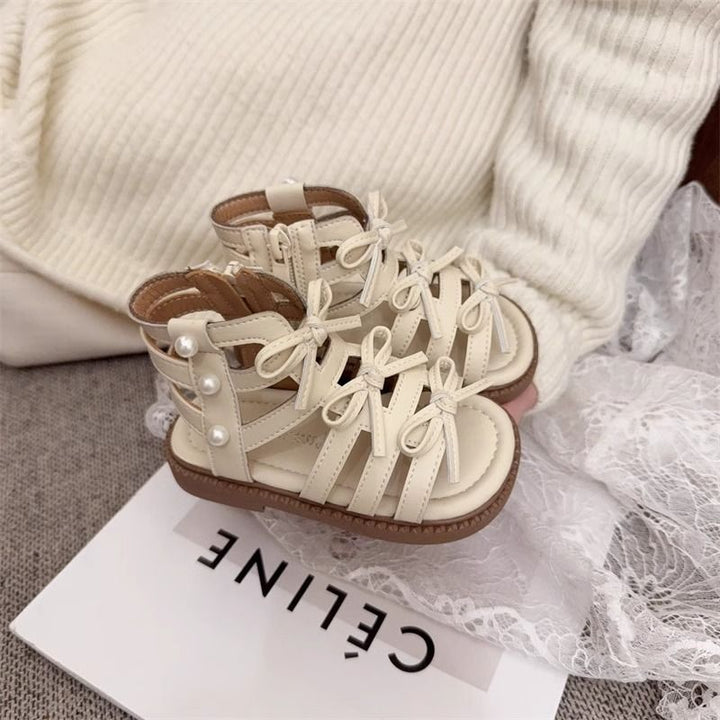 【12.0-18.5】リボン×パールアンクルサンダル