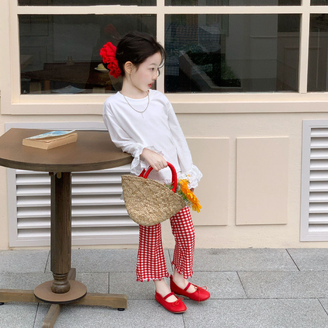 【90-140】レースデザインロングTシャツ