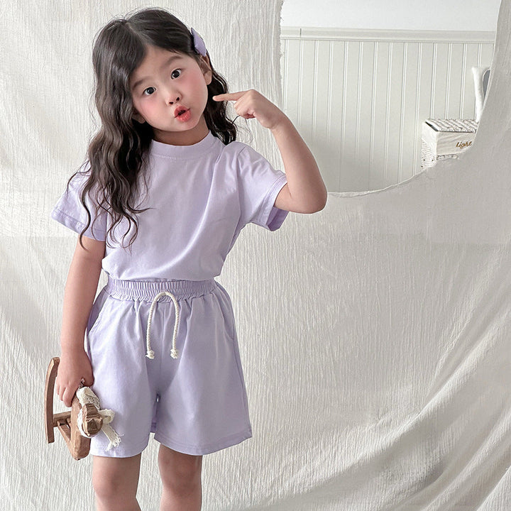 【90-150】シンプルTシャツ×ハーフパンツセット