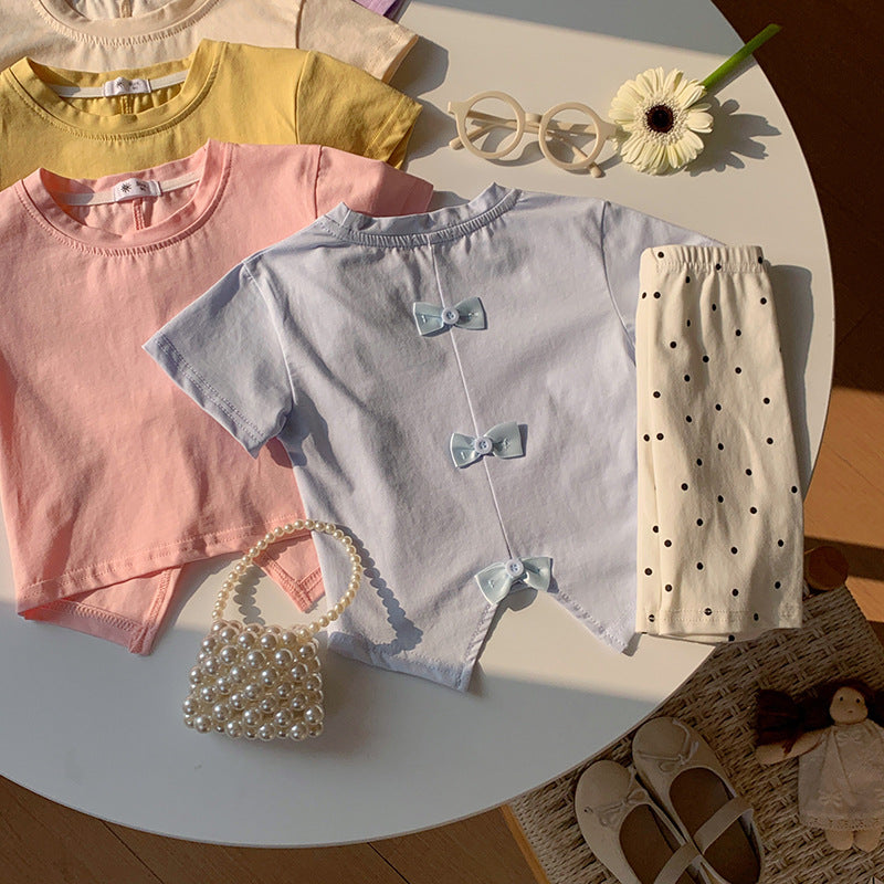 【90-140】バックカット＆リボンTシャツ