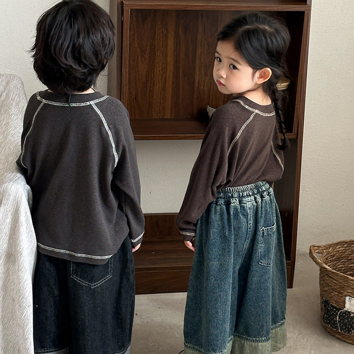 【80-140】ラインデザイン長袖カットソー