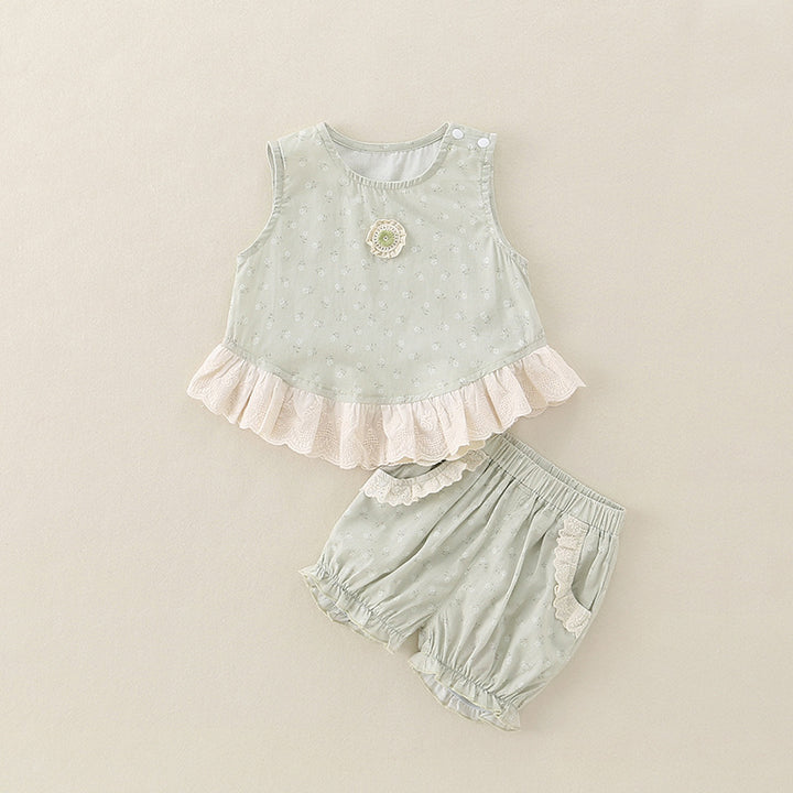 【73-100】フリルヘム小花柄セットアップ