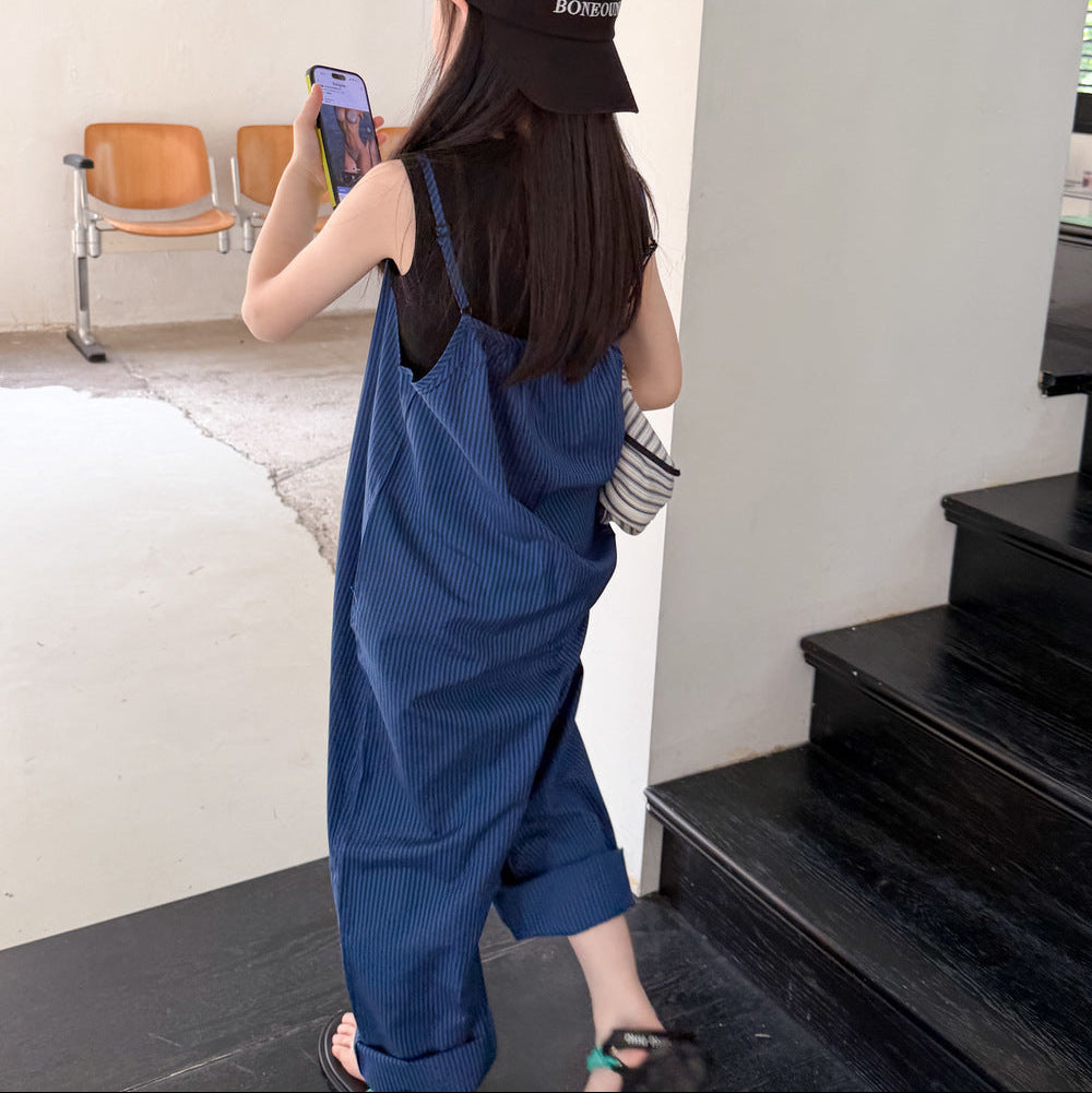 【100-150】ピンストライプキャミオールインワン