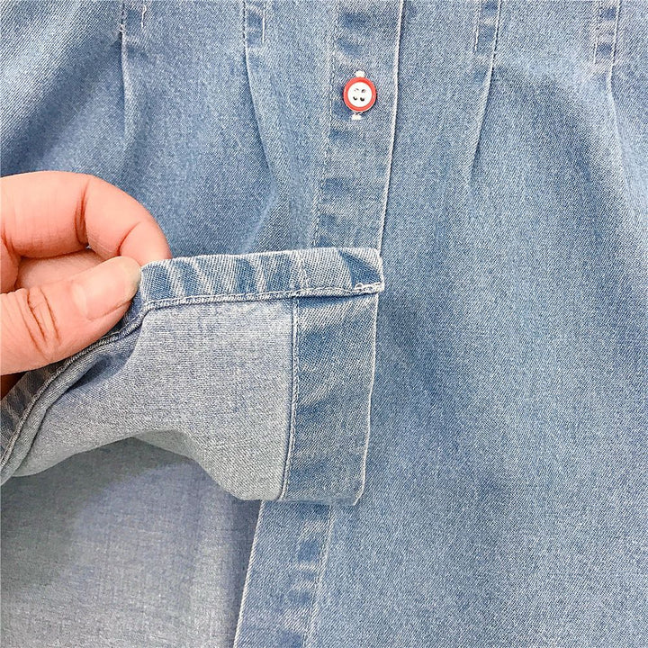 【80-140】ハート刺繍デニムワンピース