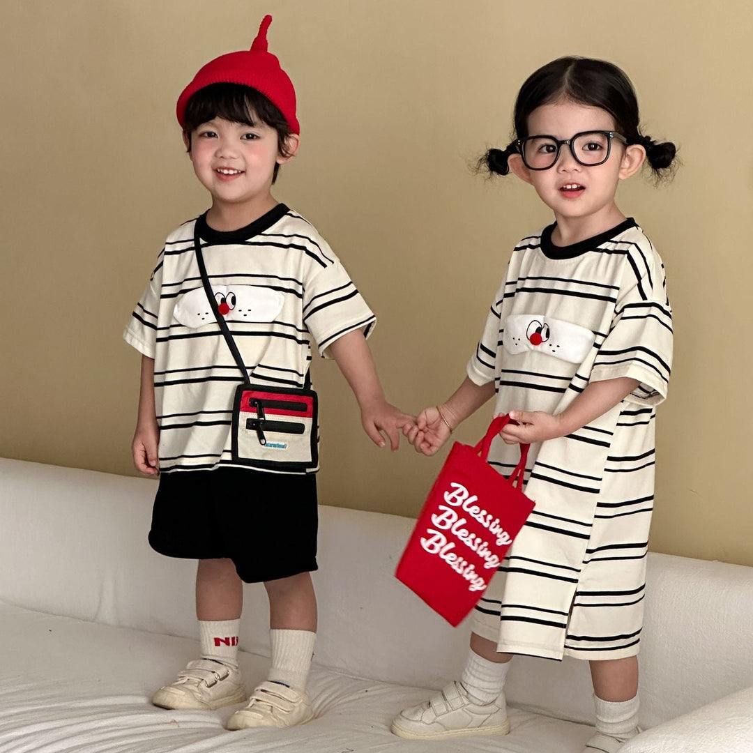 【80-150】フロントワッペンTシャツワンピース
