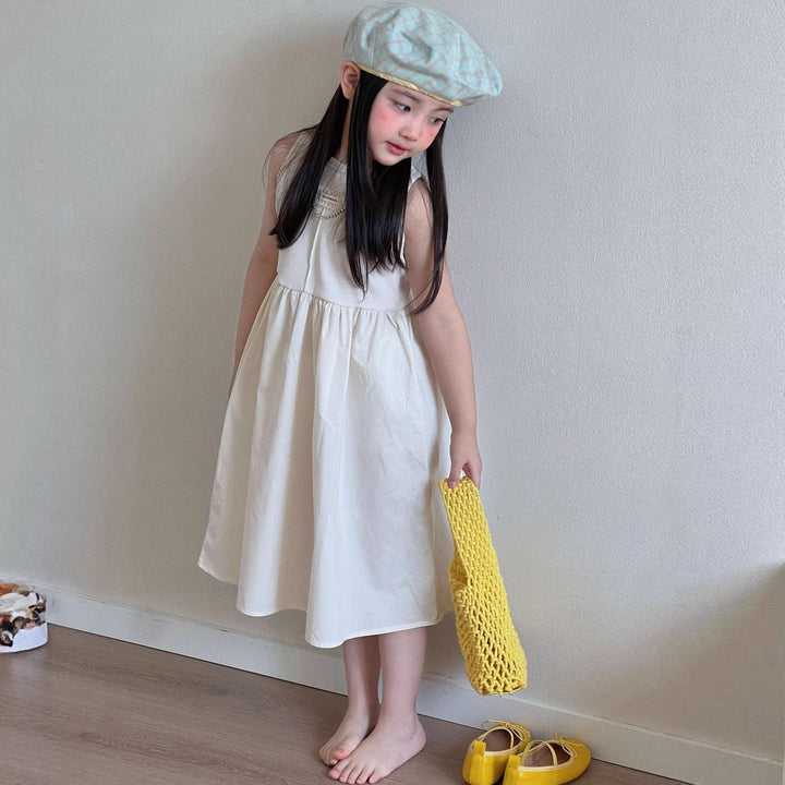 【90-150】ウエスト切替ノースリワンピース