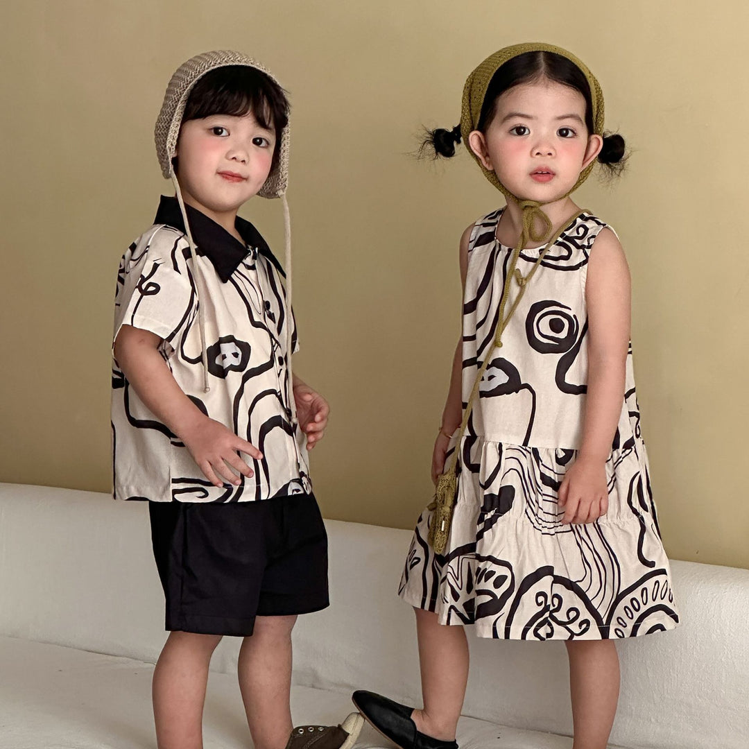 【80-150】総柄ノースリーブワンピース