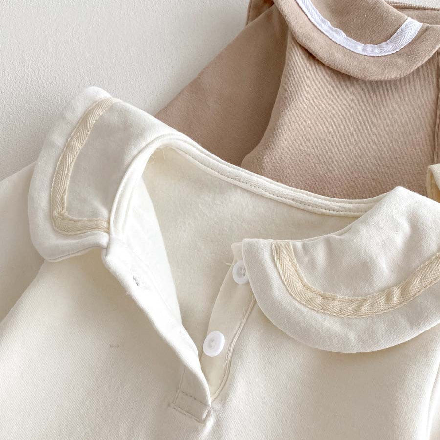 【73-90】ラウンドカラー長袖ロンパース