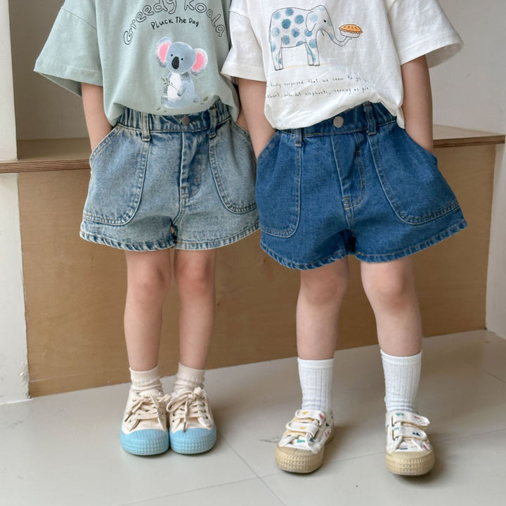 【80-150】カジュアルデニムショートパンツ
