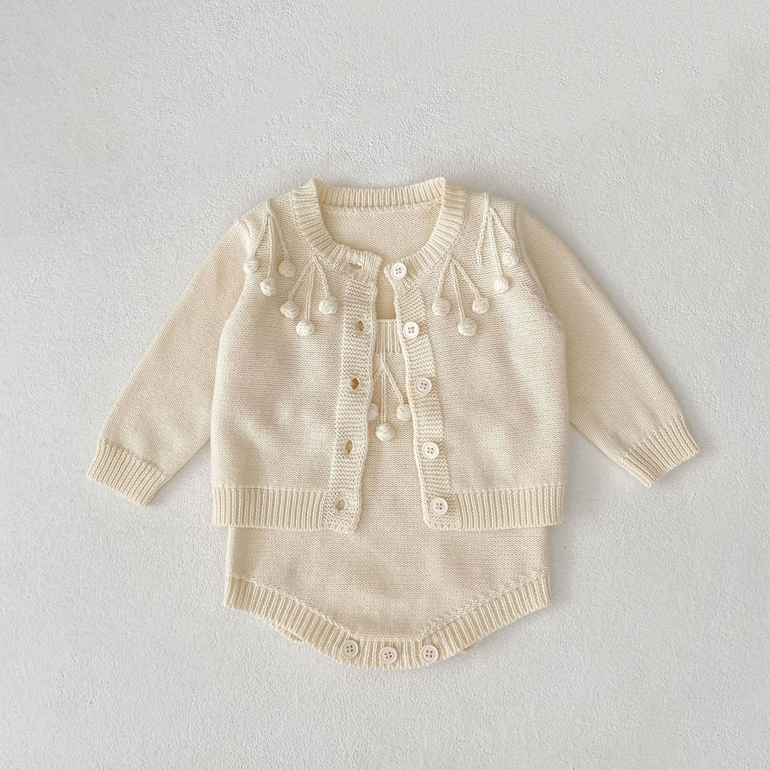 【73-100】ポンポンデザインカーディガン