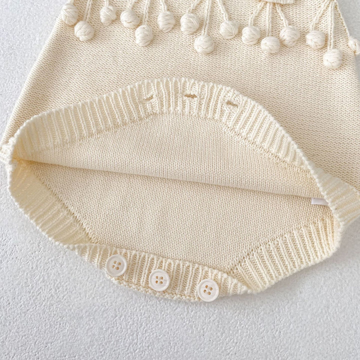 【73-100】ポンポンデザインショートロンパース