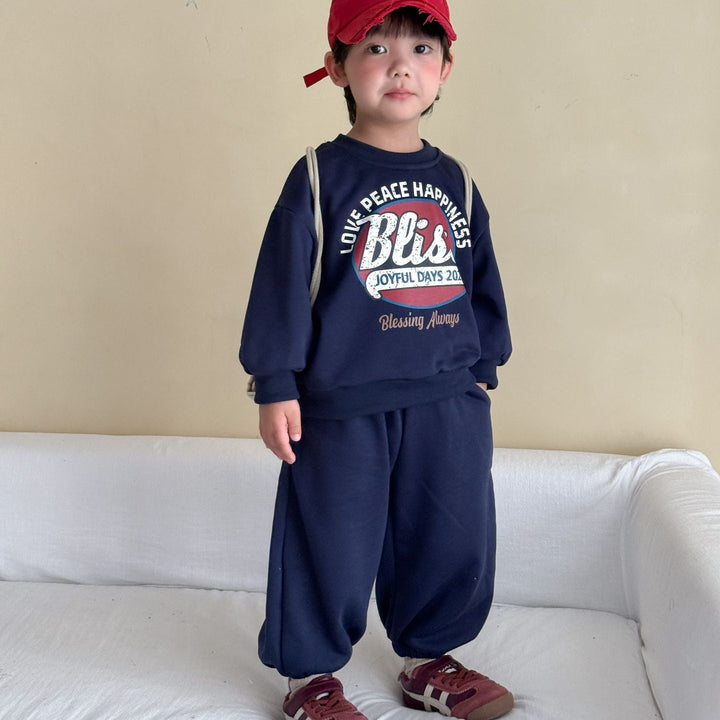 【80-150】スポーティーロゴデザイン長袖セットアップ