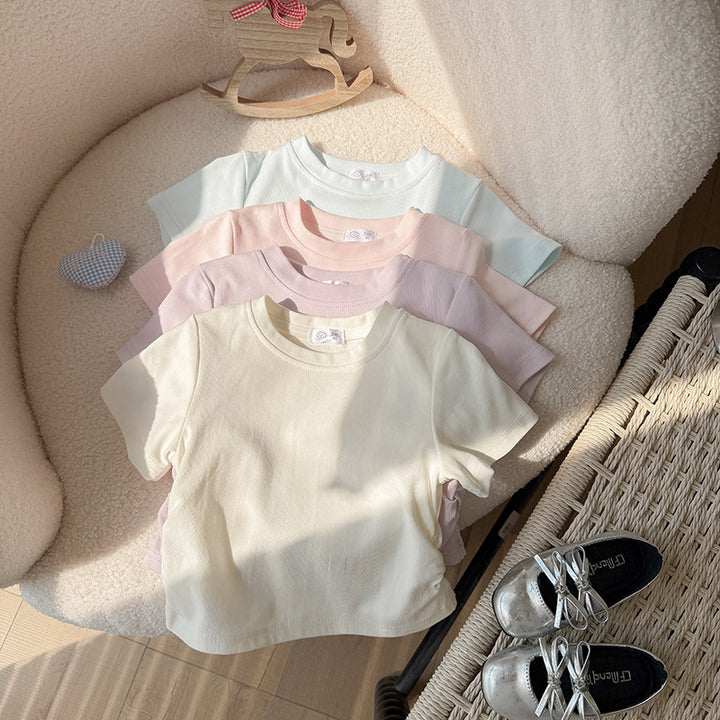 【90-150】ギャザーTシャツ×ロングパンツセット